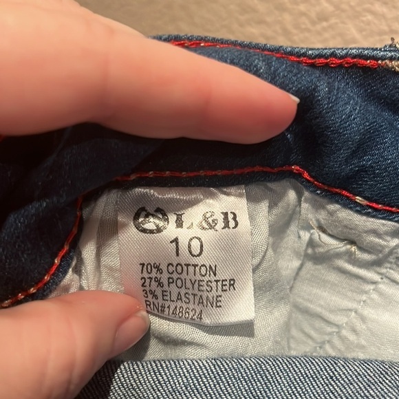 Lucky & Blessed Size 10 Boutique Jeans Blue Serape Fabric details, distressed - Picture 12 of 14